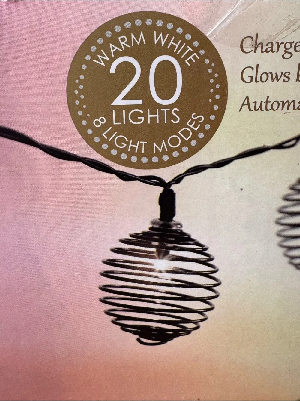 Mikasa Solar LED String Lights - Black and Gold Accents
